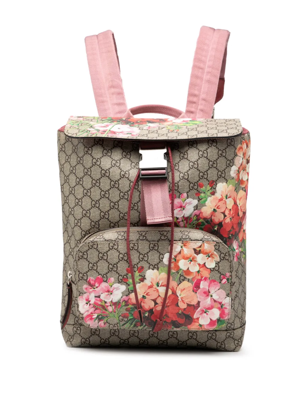 Gucci Pre-Owned 2016-2025 GG Supreme Blooms Single Buckle backpack - Braun