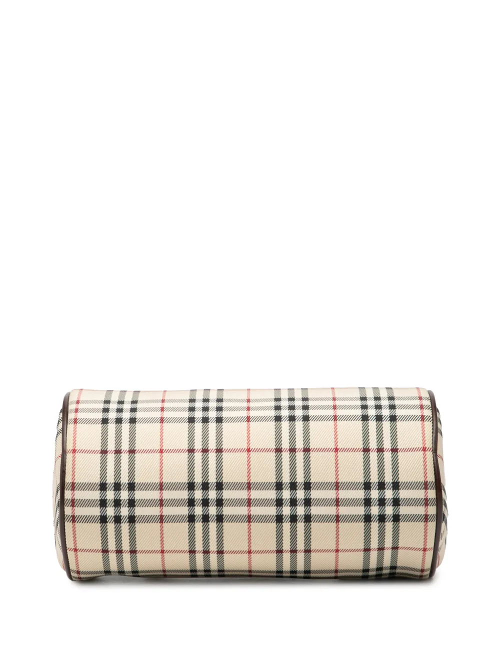 Pre-owned Burberry 2000-2017 House Check Canvas Barrel Handbag In Brown