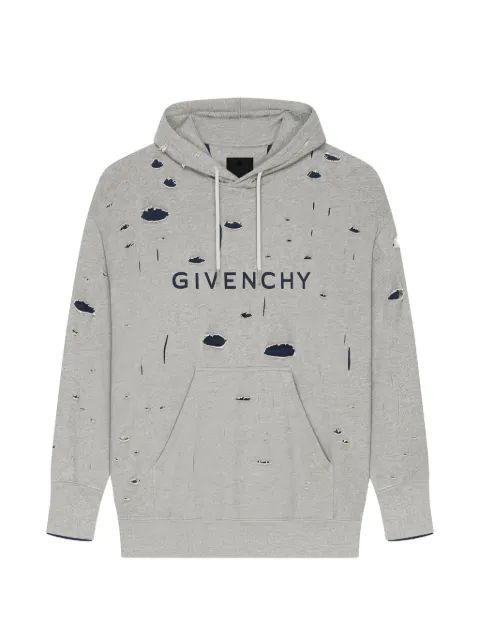 Givenchy distressed logo-print hoodie
