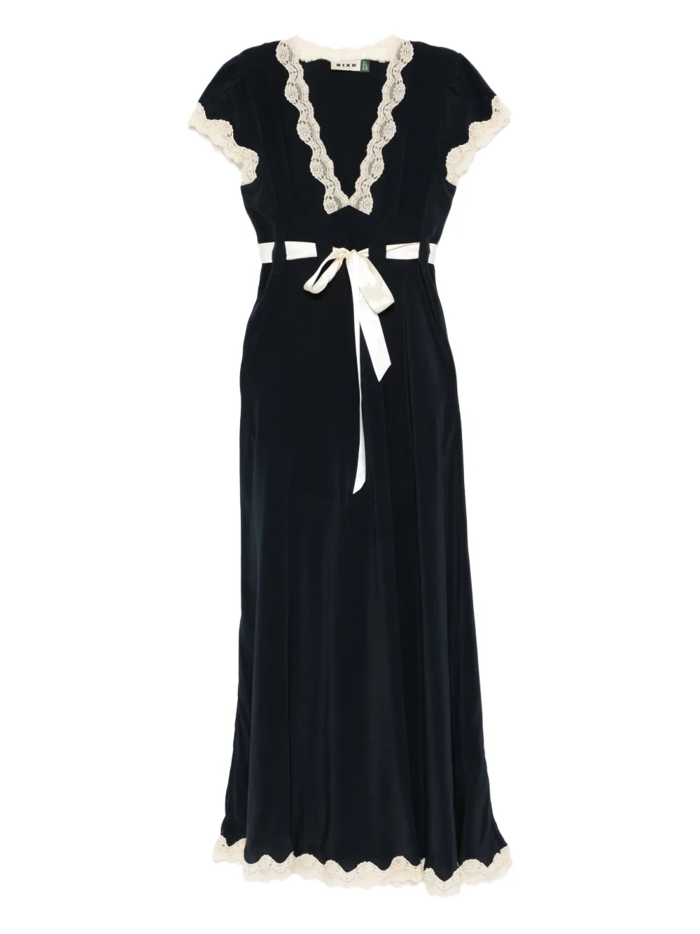 Rixo Marlice lace-detail tie-detail midi dress - Blu