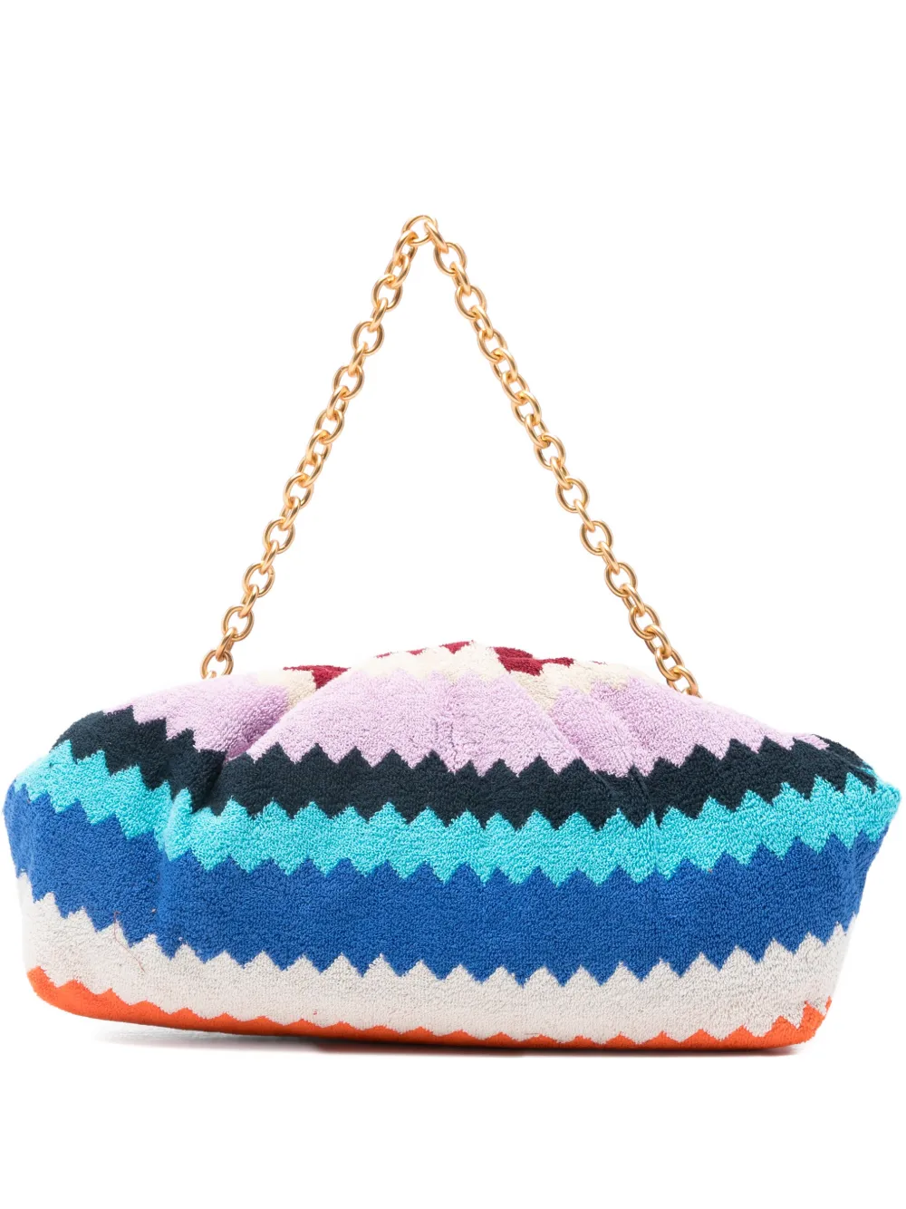 Missoni zigzag-woven chain-strap clutch bag - Blu