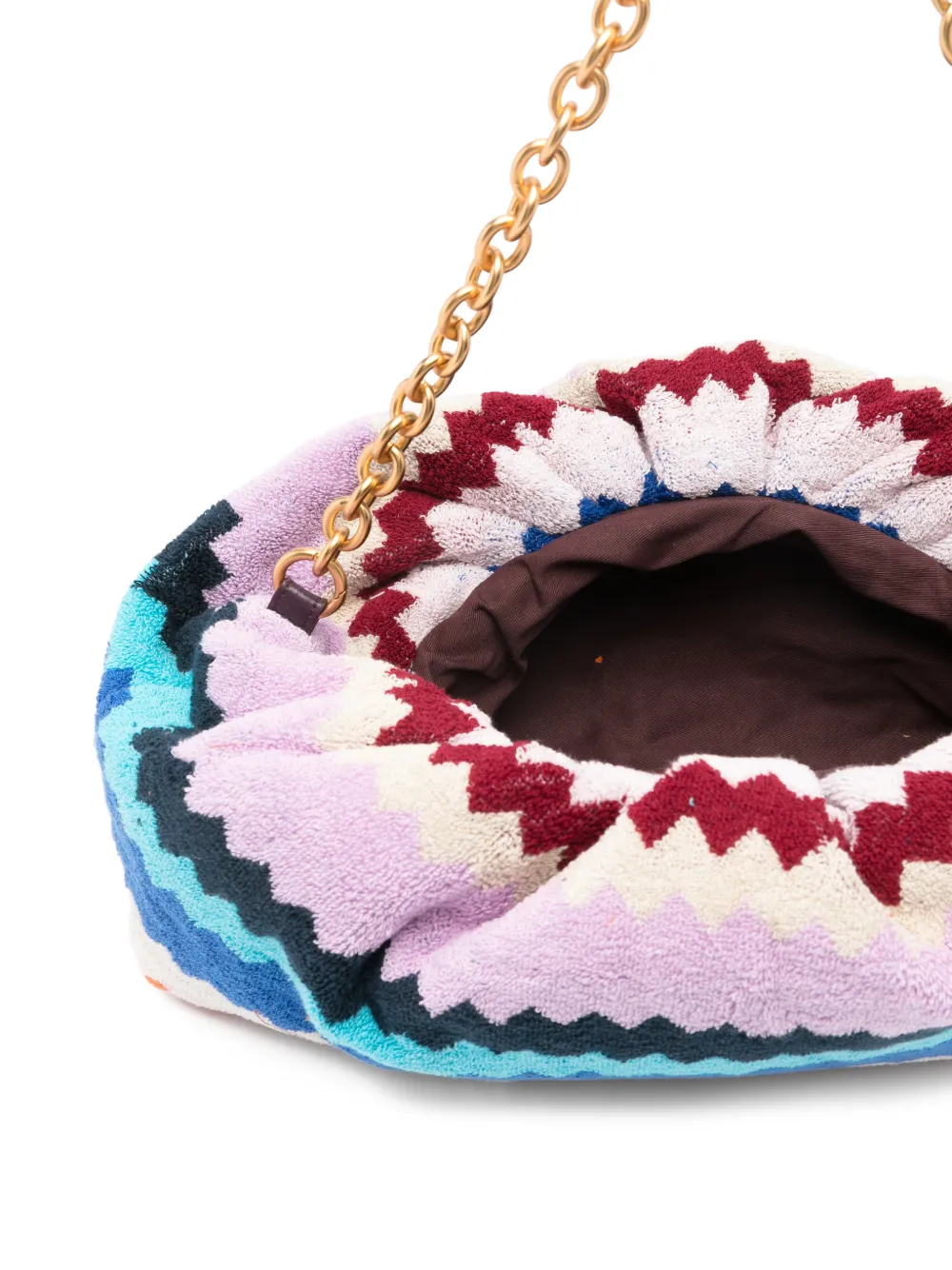 Missoni Clutch met zigzag patroon en kettinghengsel Blauw