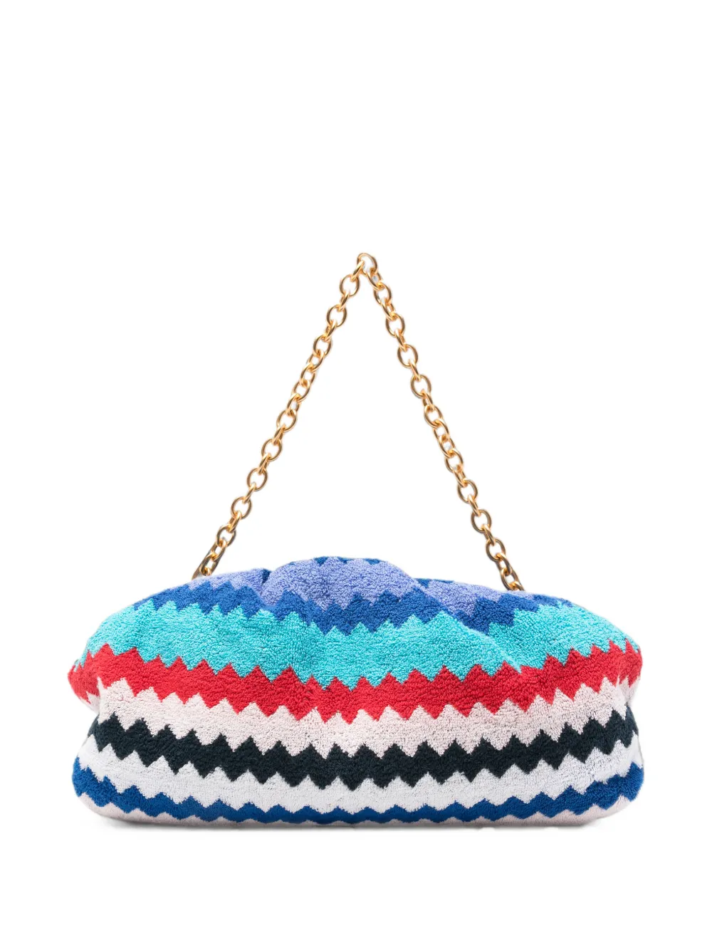 Missoni Clutch met zigzag patroon en kettinghengsel Blauw