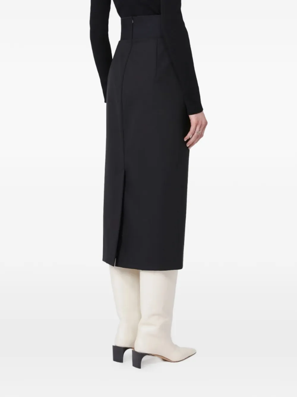  Sportmax Elasticated-waistband Slit Midi Skirt - Black 
