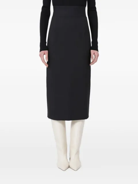 Sportmax elasticated-waistband slit midi skirt