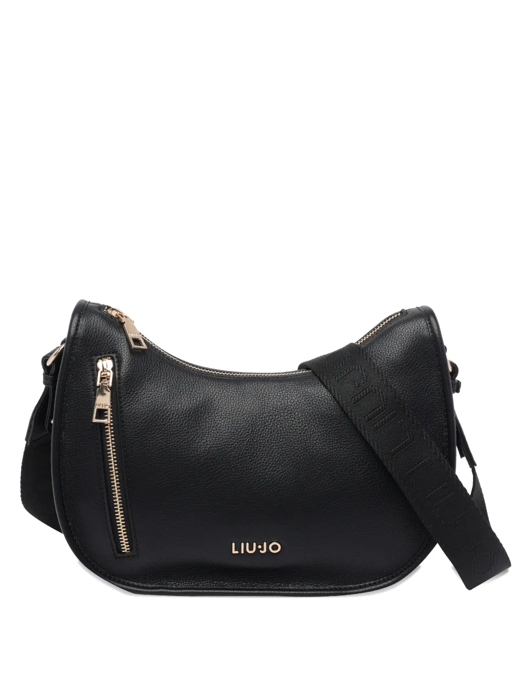 LIU JO Borsa a spalla con zip e logo - Nero