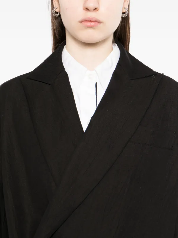 Yohji Yamamoto Button Textured Jacket | Black | FARFETCH