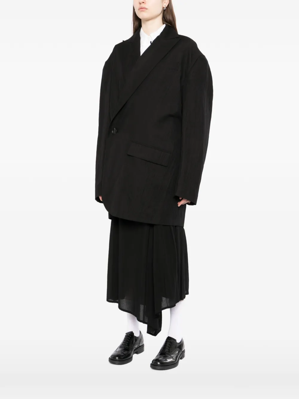  Yohji Yamamoto Button Textured Jacket - Black 