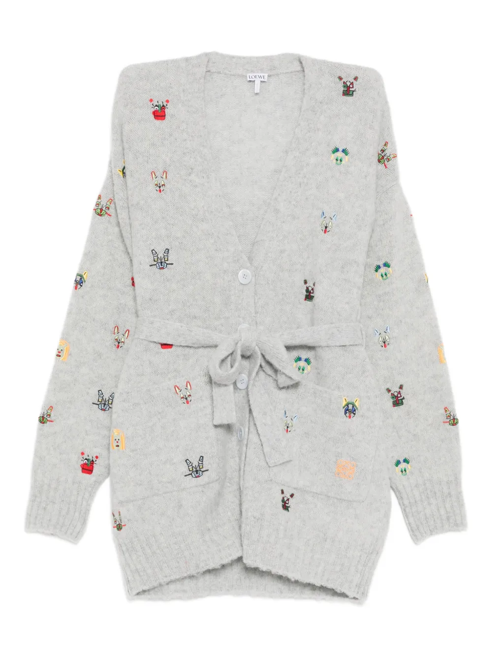 LOEWE animal-embroidered cardigan - Grigio