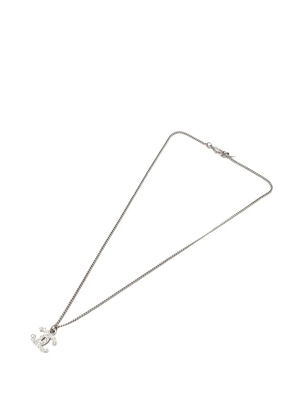 CHANEL Pre-Owned 2012 CC Silver Plated Rhinestones Pendant Necklace costume necklace - Argento