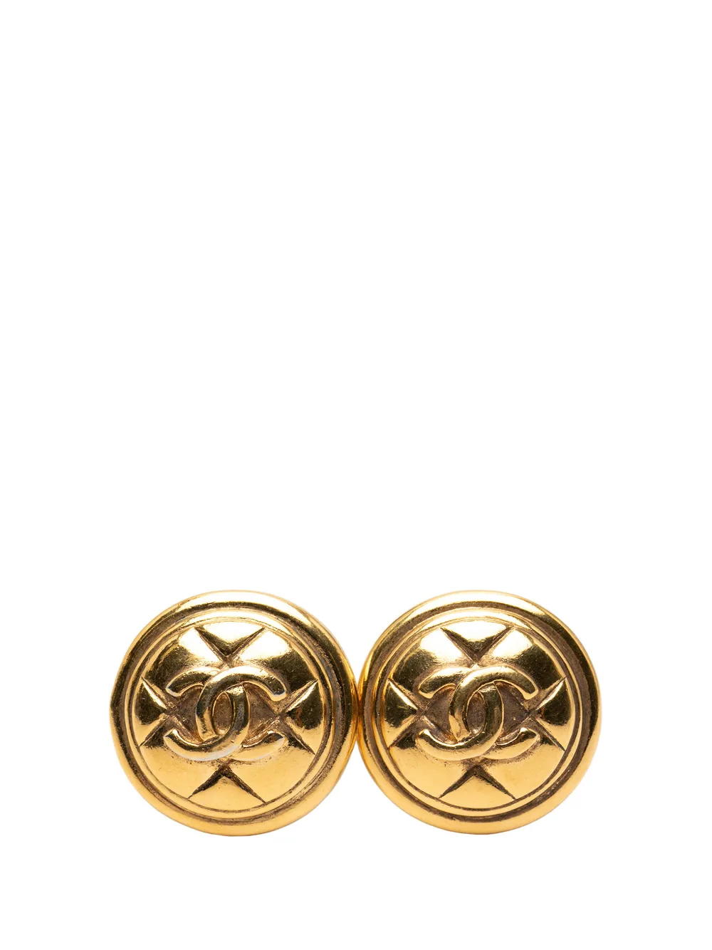 CHANEL Pre-Owned 1970-1980 Gold Plated CC Round Clip On Earrings costume earrings - Oro