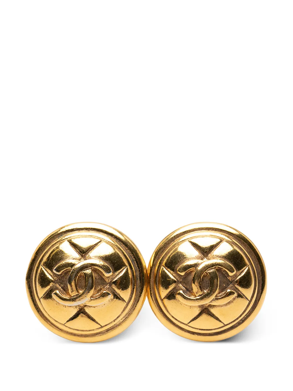 CHANEL Pre-Owned 1970-1980 Gold Plated CC Round Clip On Earrings costume earrings - Oro
