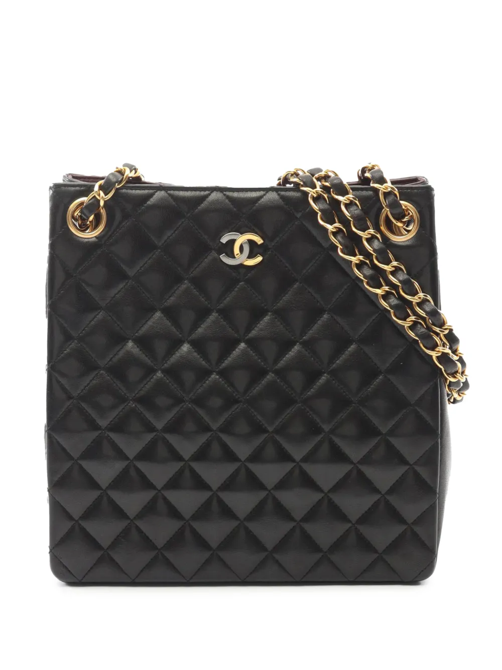 CHANEL Pre-Owned 1994-1996 CC Quilted Lambskin Chain tote bag - Nero