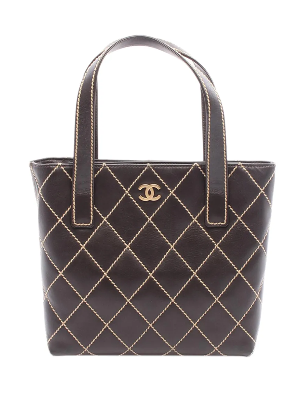 CHANEL Pre-Owned 2003-2004 CC Lambskin Wild Stitch tote bag - Marrone