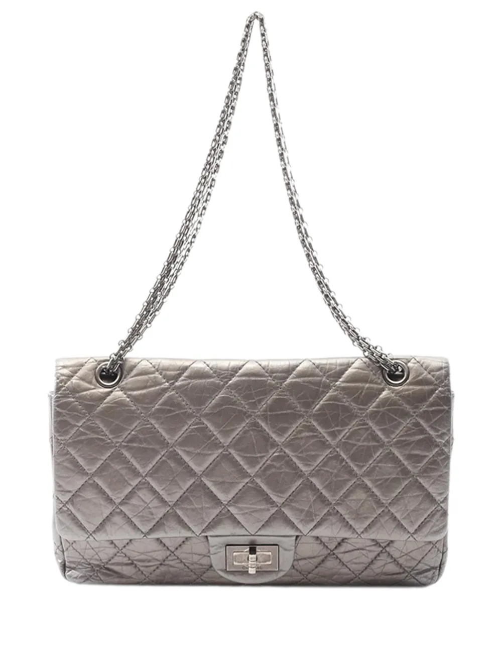 CHANEL Pre-Owned 2012-2013 Maxi Aged Calfskin Reissue 2.55 Double Flap Bag shoulder bag - Argento