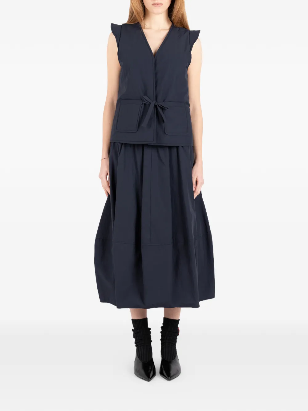 Société Anonyme Top met V-hals en strikdetail Blauw