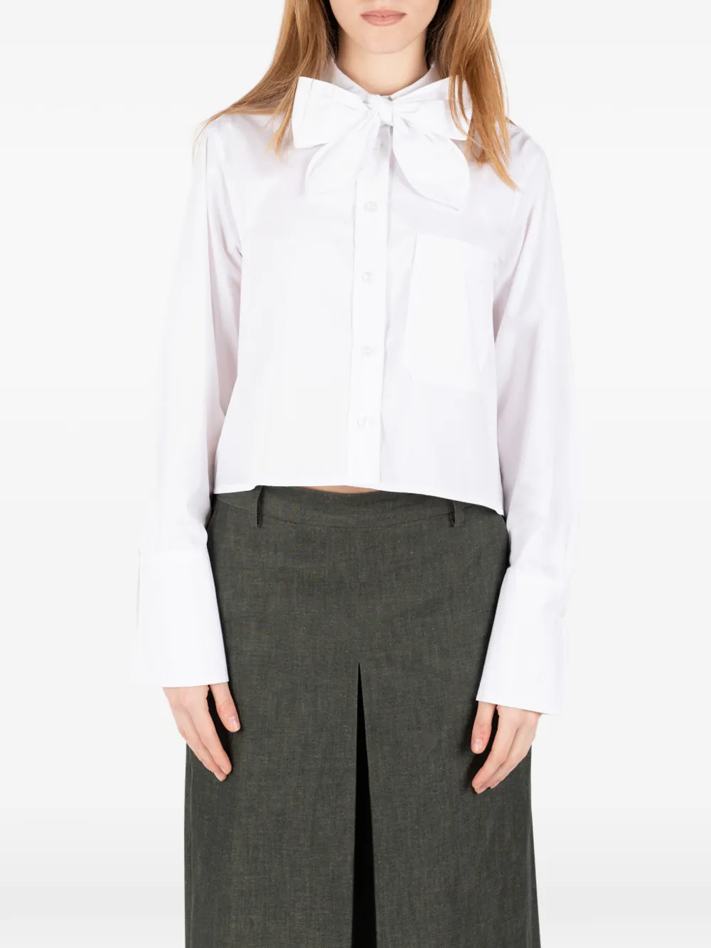 Société Anonyme bow-detail cotton shirt - Bianco
