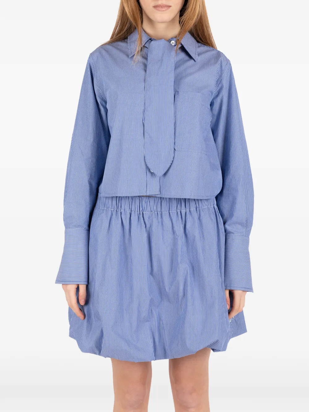 Société Anonyme striped tie-detail shirt - Blu