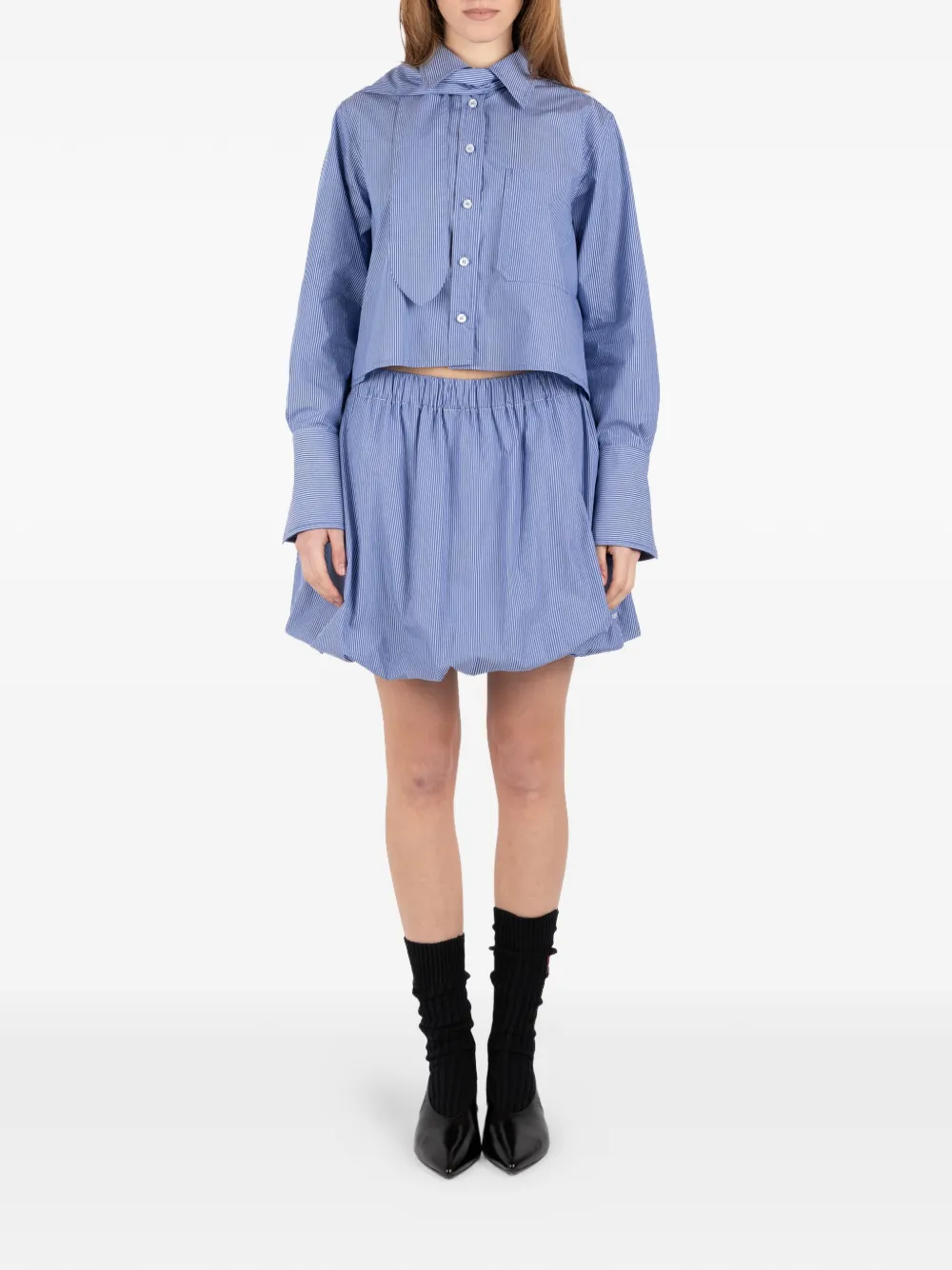 Société Anonyme Gestreepte blouse met strikdetail Blauw
