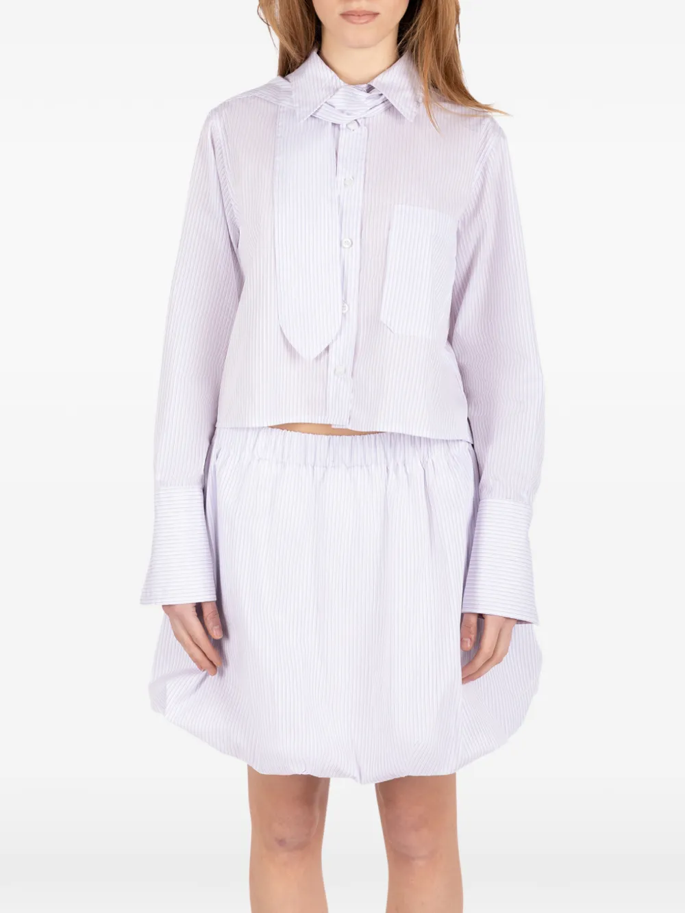 Société Anonyme striped bow-detail shirt - Bianco