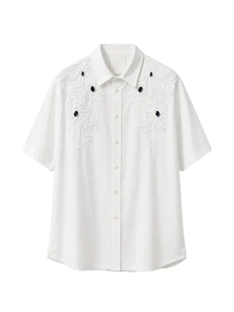 Givenchy camisa con bordado floral y mostacillas