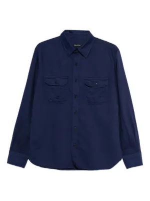 TOM FORD ダークネイビー 長袖シャツ39 TOM FORD ミリタリー シャツ | ブルー | FARFETCH JP