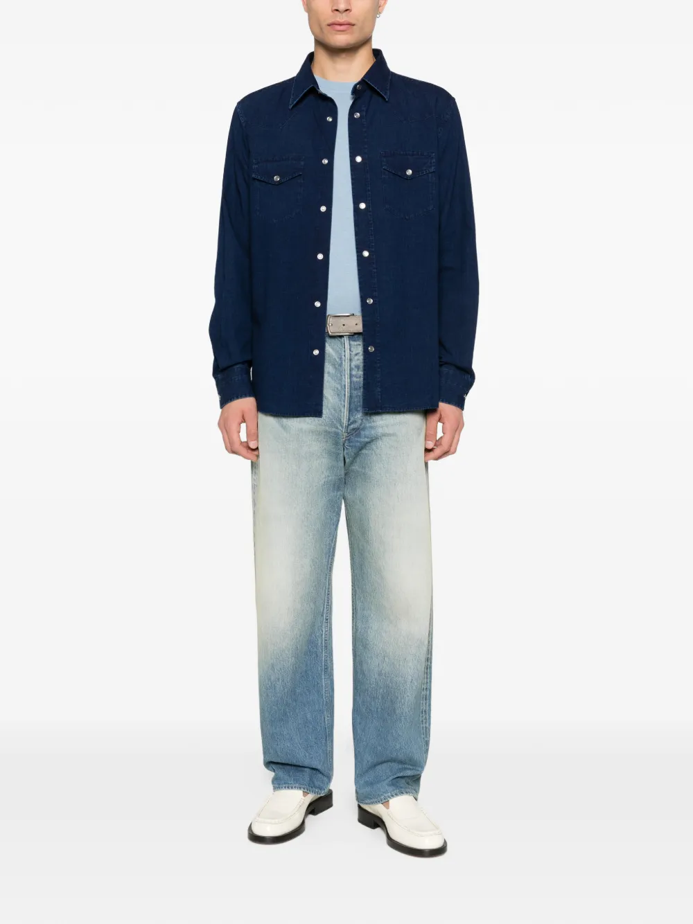 TOM FORD chest-pocket shirt - Blauw