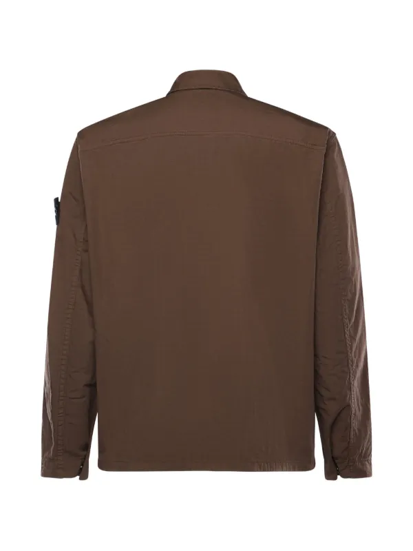 stone  ダークブラウン　シャツジャケット Stone Island ジップ フラップポケット シャツジャケット | ブラウン