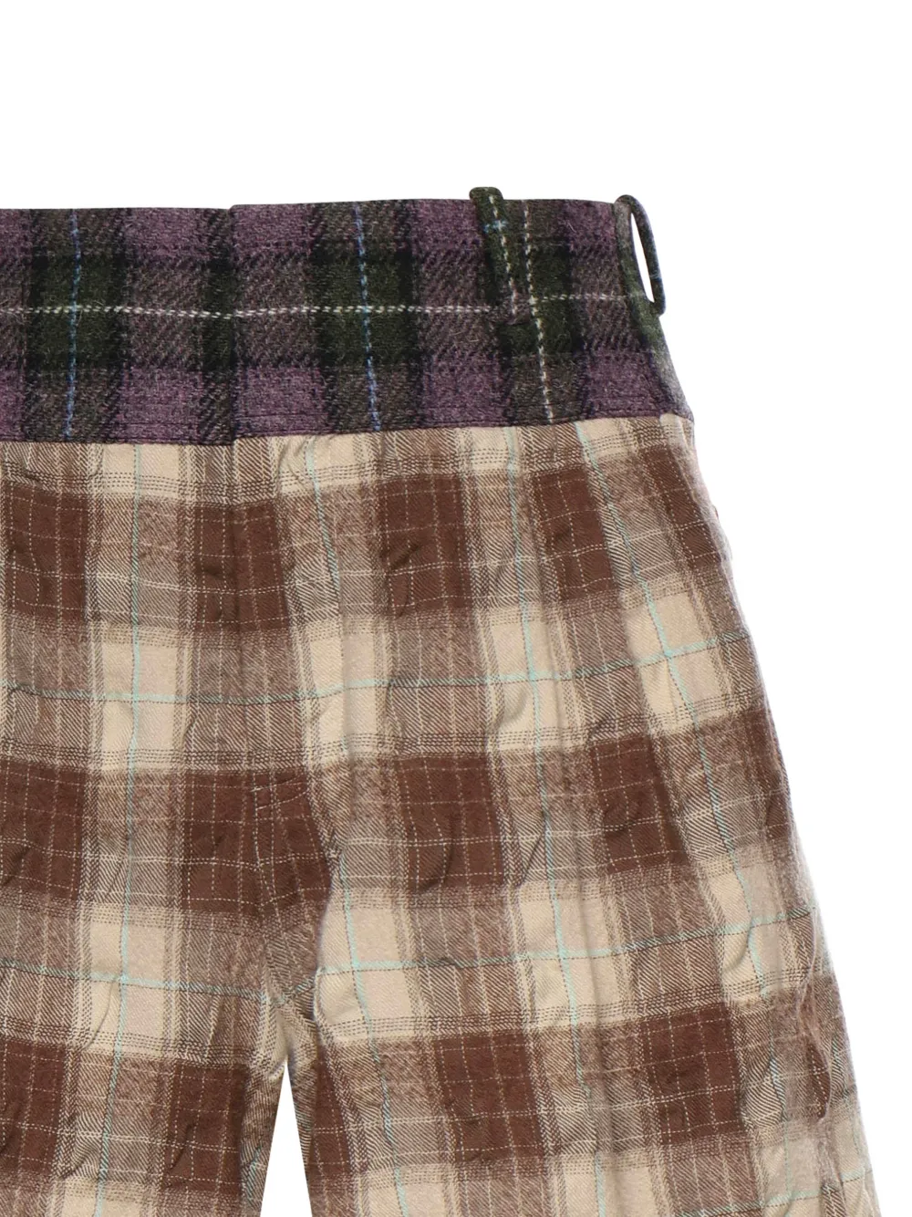  Loewe Check Panelled Shorts - Brown 