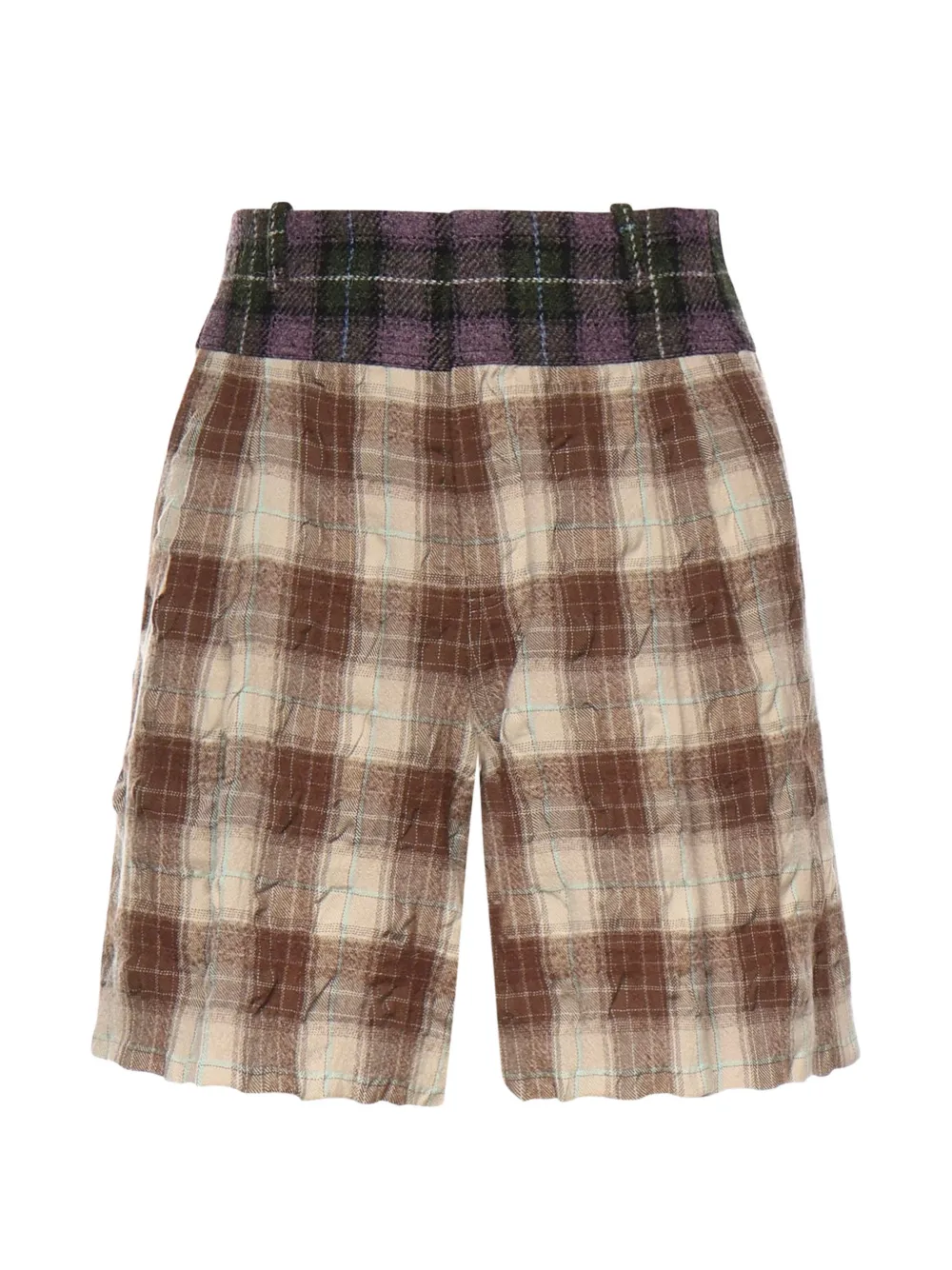 LOEWE check panelled shorts - Marrone