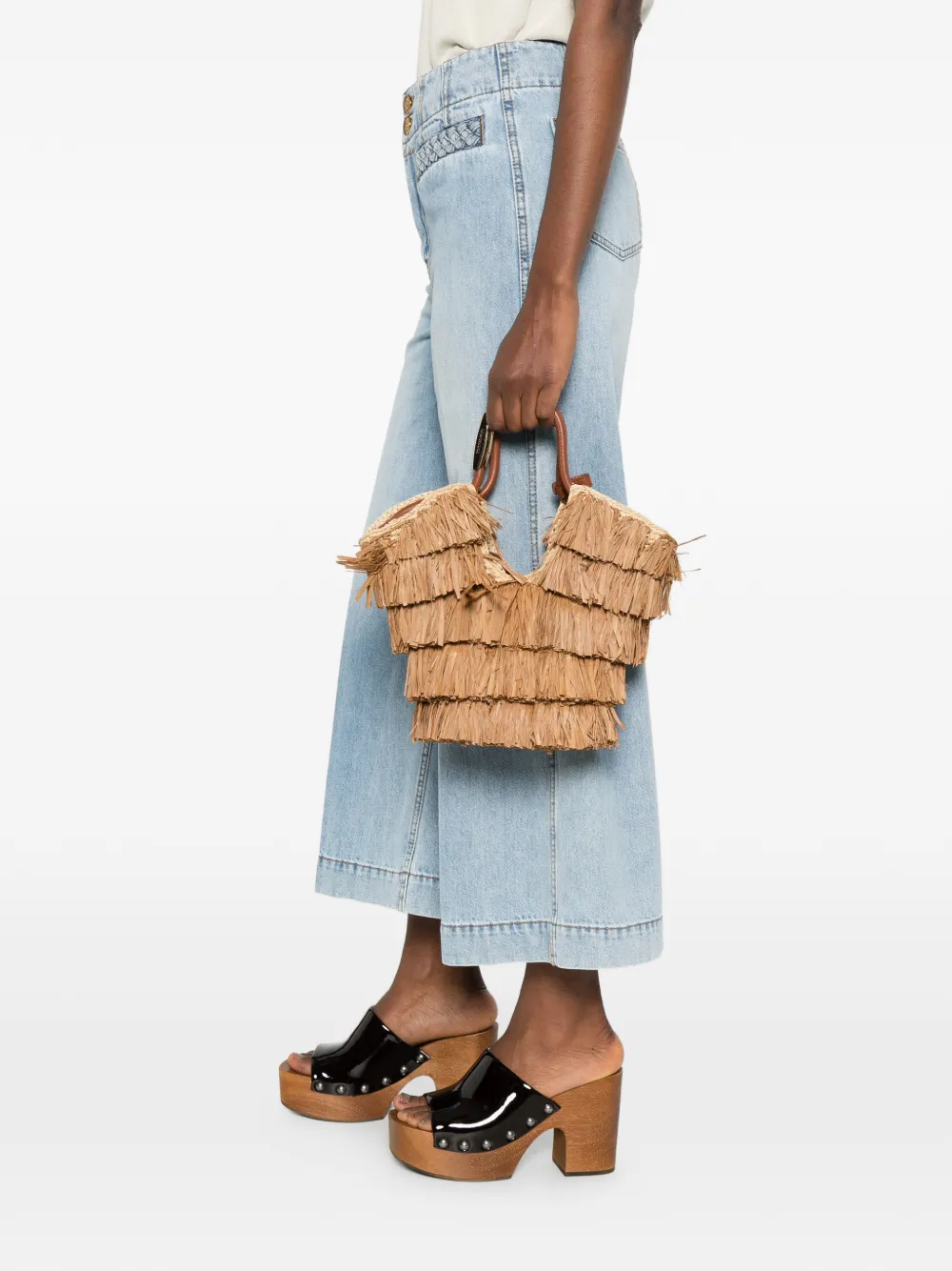 ZIMMERMANN small Goldentime fringed tote bag - Beige