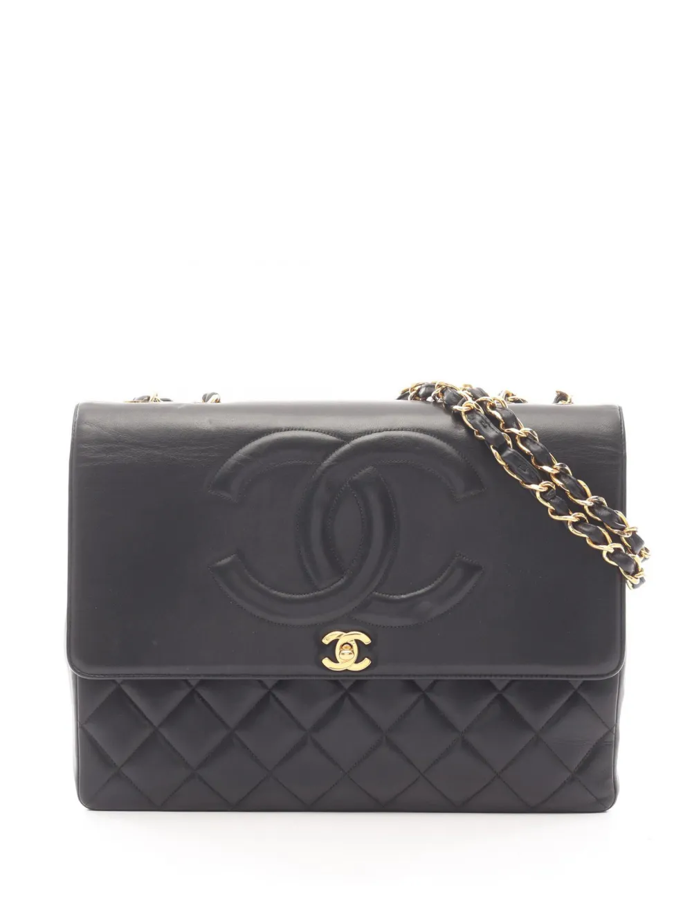 CHANEL Pre-Owned 1991-1994 Quilted Lambskin CC Timeless Half Flap crossbody bag - Nero