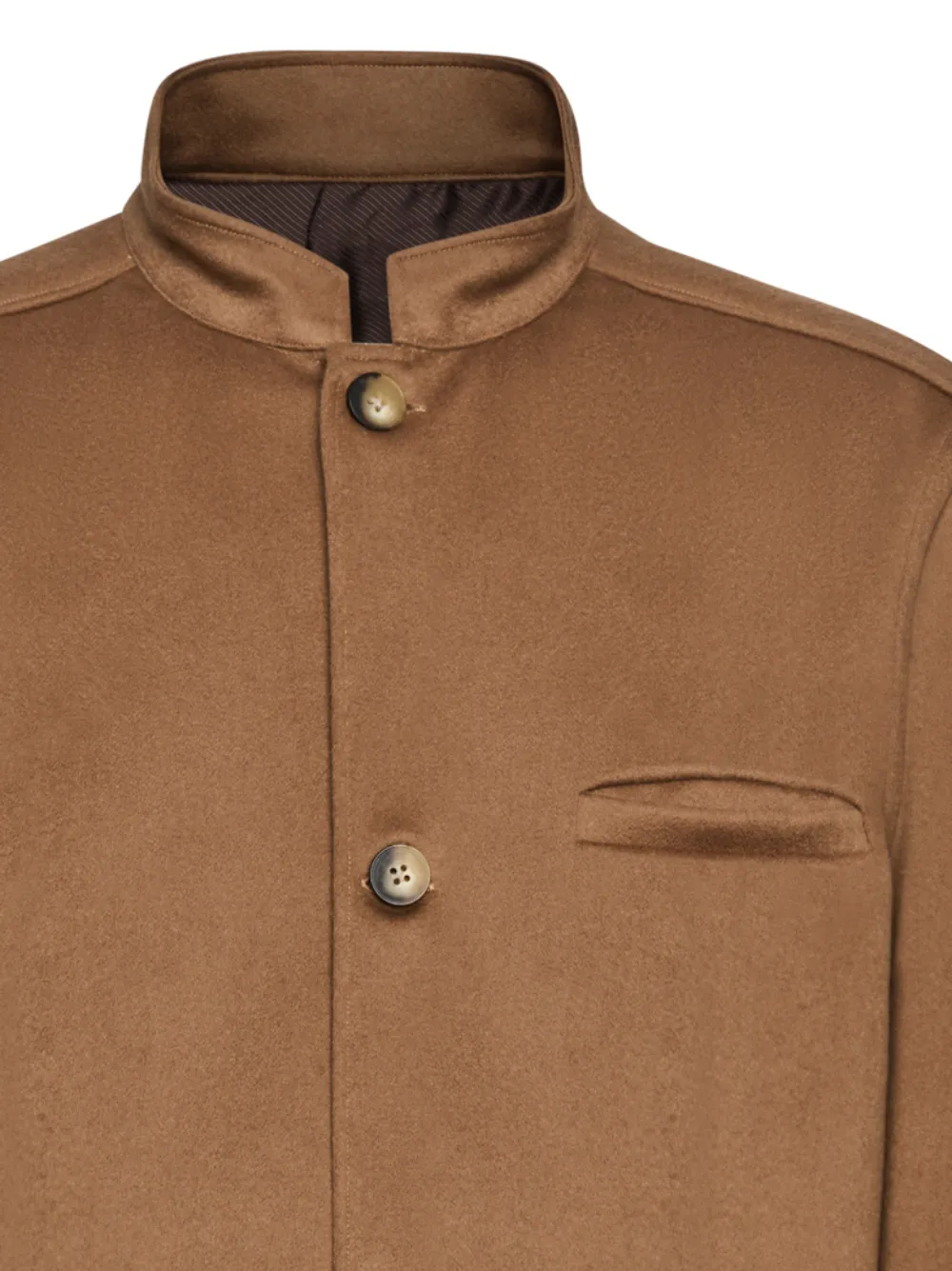  Franzese Collection Button Collar Jacket - Brown 