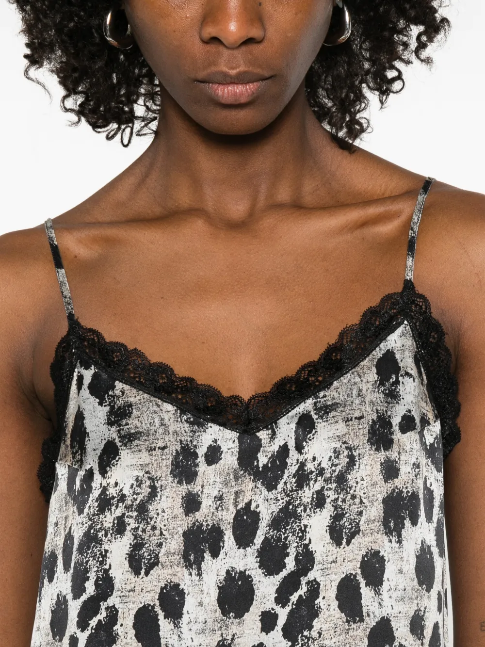 Lace-Trim Leopard-Print Mini Dress
