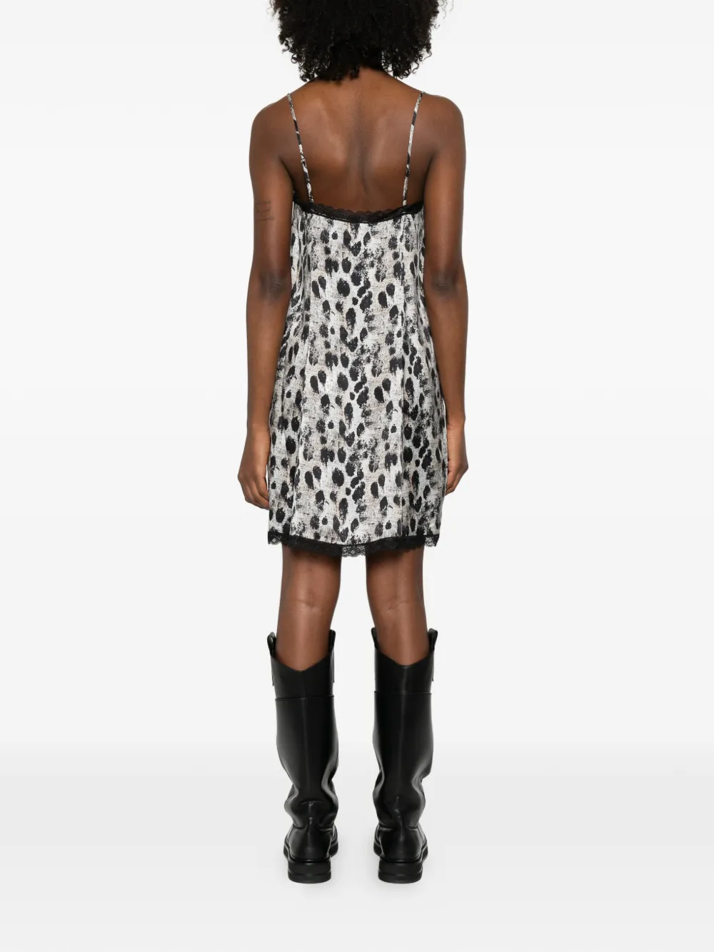 Lace-Trim Leopard-Print Mini Dress