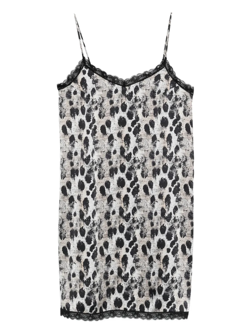 R13 lace-trim leopard-print mini dress - Neutrals