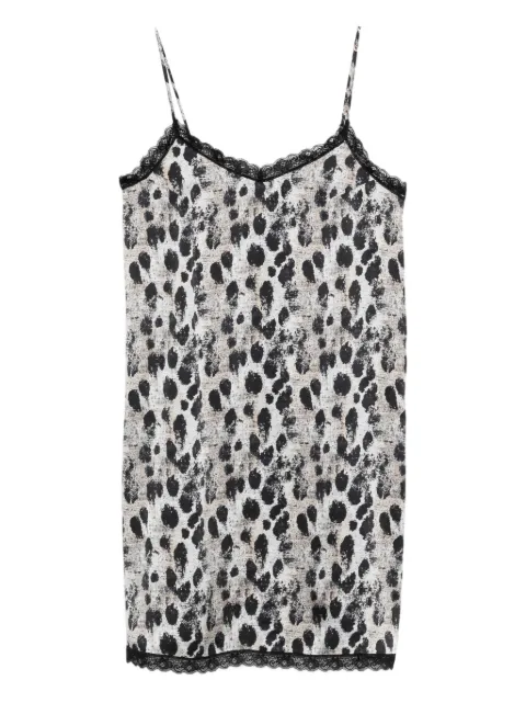 R13 lace-trim leopard-print mini dress