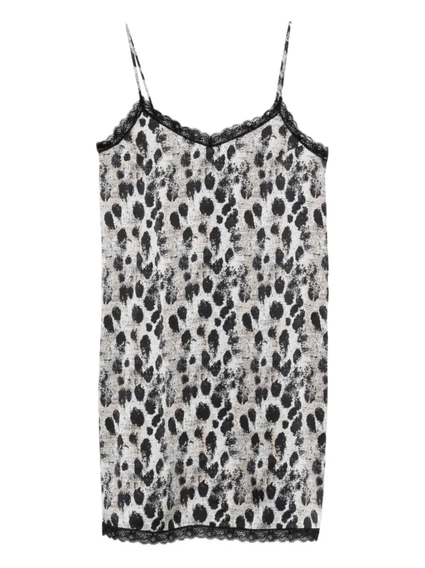 R13 Lace-trim Leopard-print Mini Dress in Neutrals