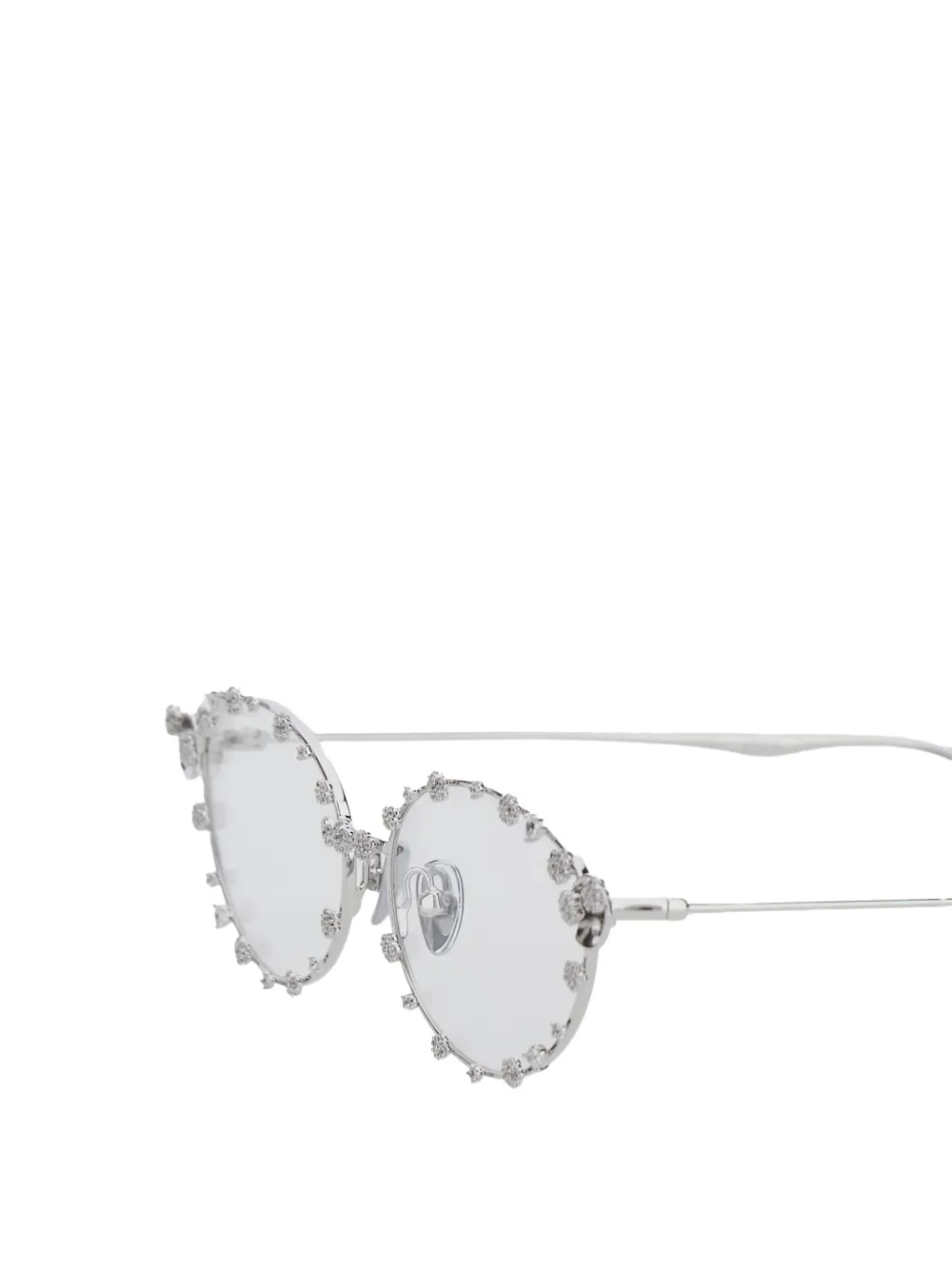 Yvmin Paradise/flower Embellished Oval-frame Glasses - Silver 