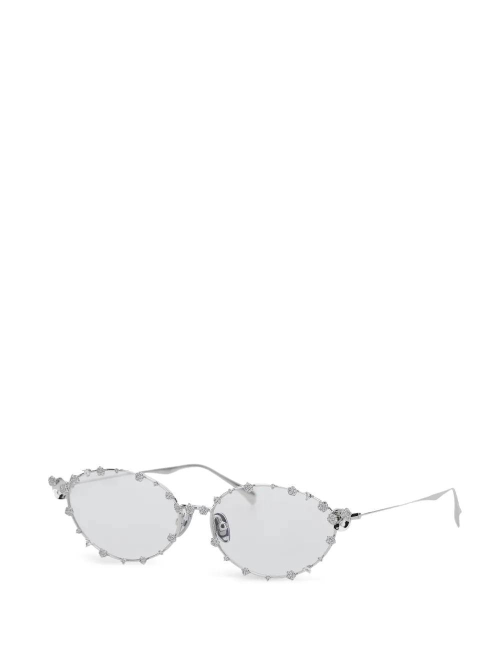 YVMIN Paradise/Flower embellished oval-frame glasses - Argento