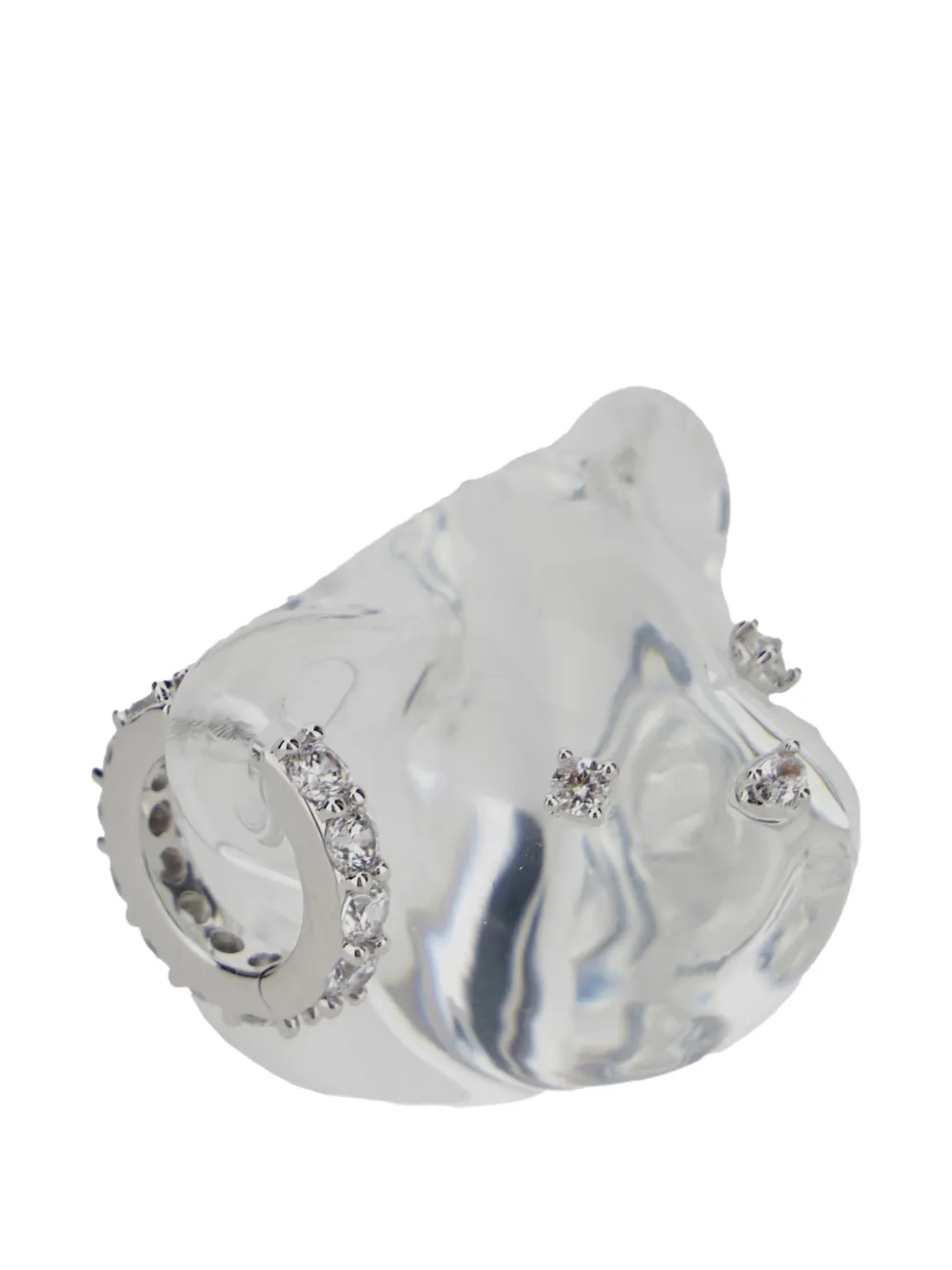 YVMIN bear embellished ring - Argento