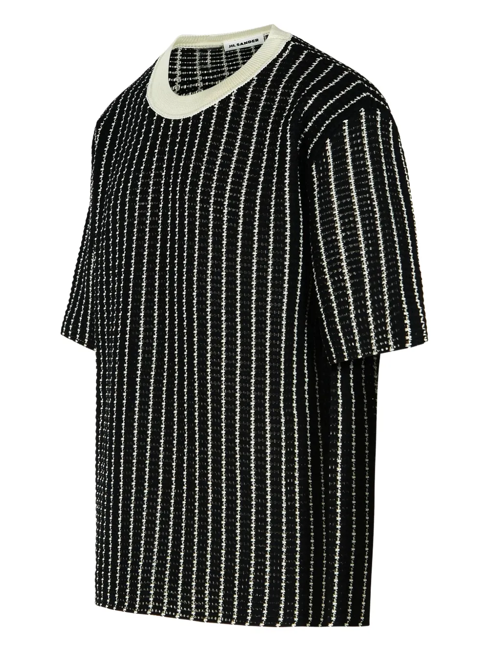 Jil Sander Gehaakt gestreept T-shirt Zwart