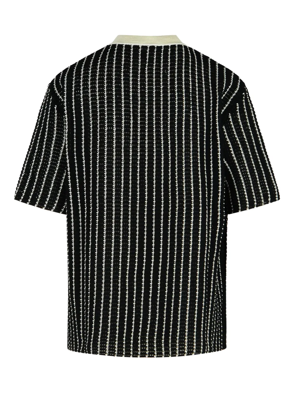 Jil Sander crochet striped T-shirt - Zwart