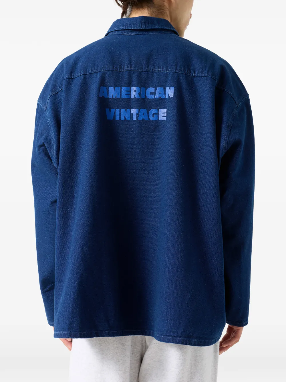 American Vintage Comow overhemd met zak en knoop Blauw