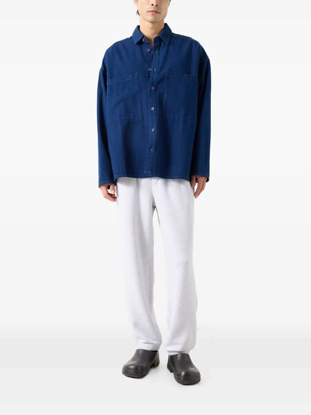 American Vintage Comow overhemd met zak en knoop Blauw