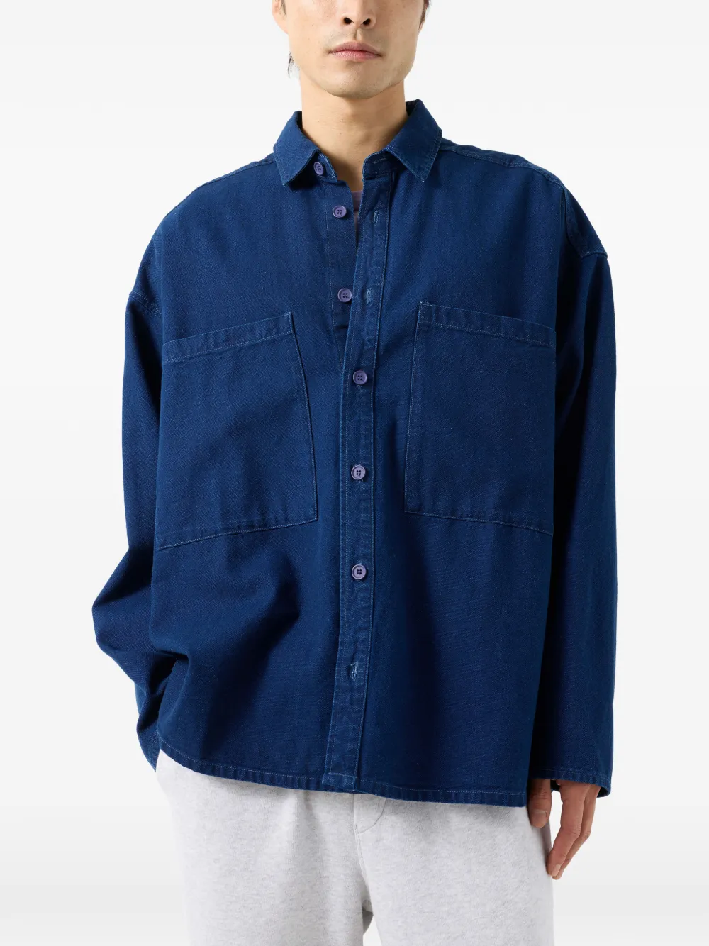 American Vintage Comow overhemd met zak en knoop Blauw
