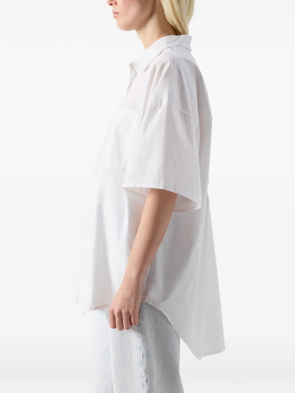 American Vintage Havanarow katoenen blouse met opgestikte zak en knopen Wit