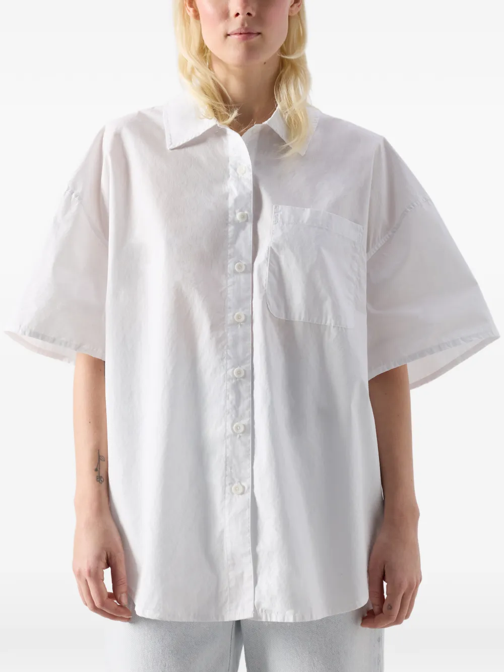 American Vintage Havanarow katoenen blouse met opgestikte zak en knopen Wit
