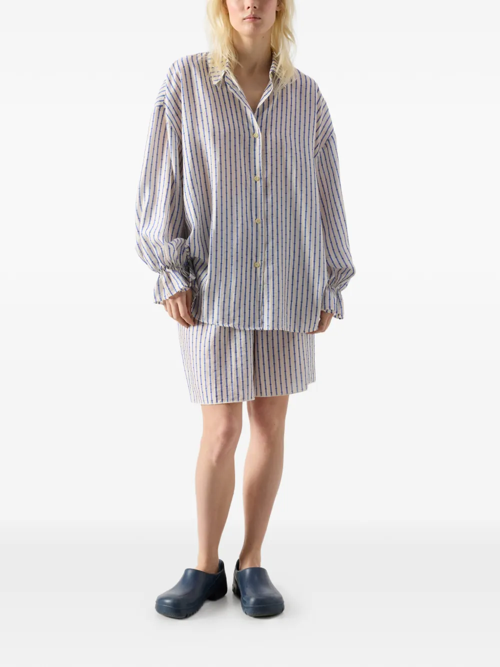 American Vintage Zivow gestreept blouse met ruches Beige