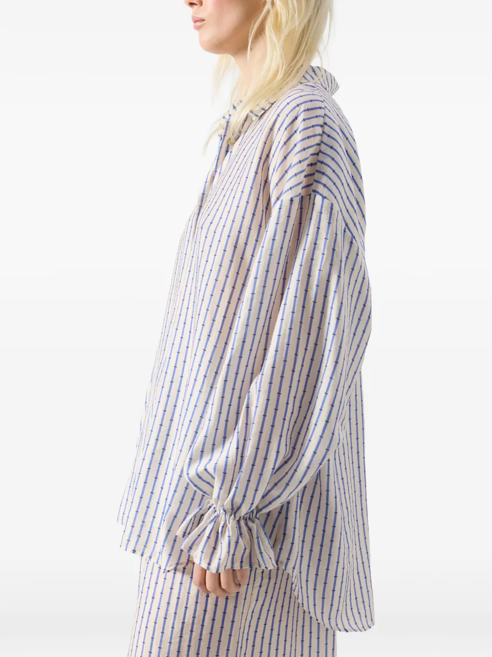 American Vintage Zivow gestreept blouse met ruches Beige